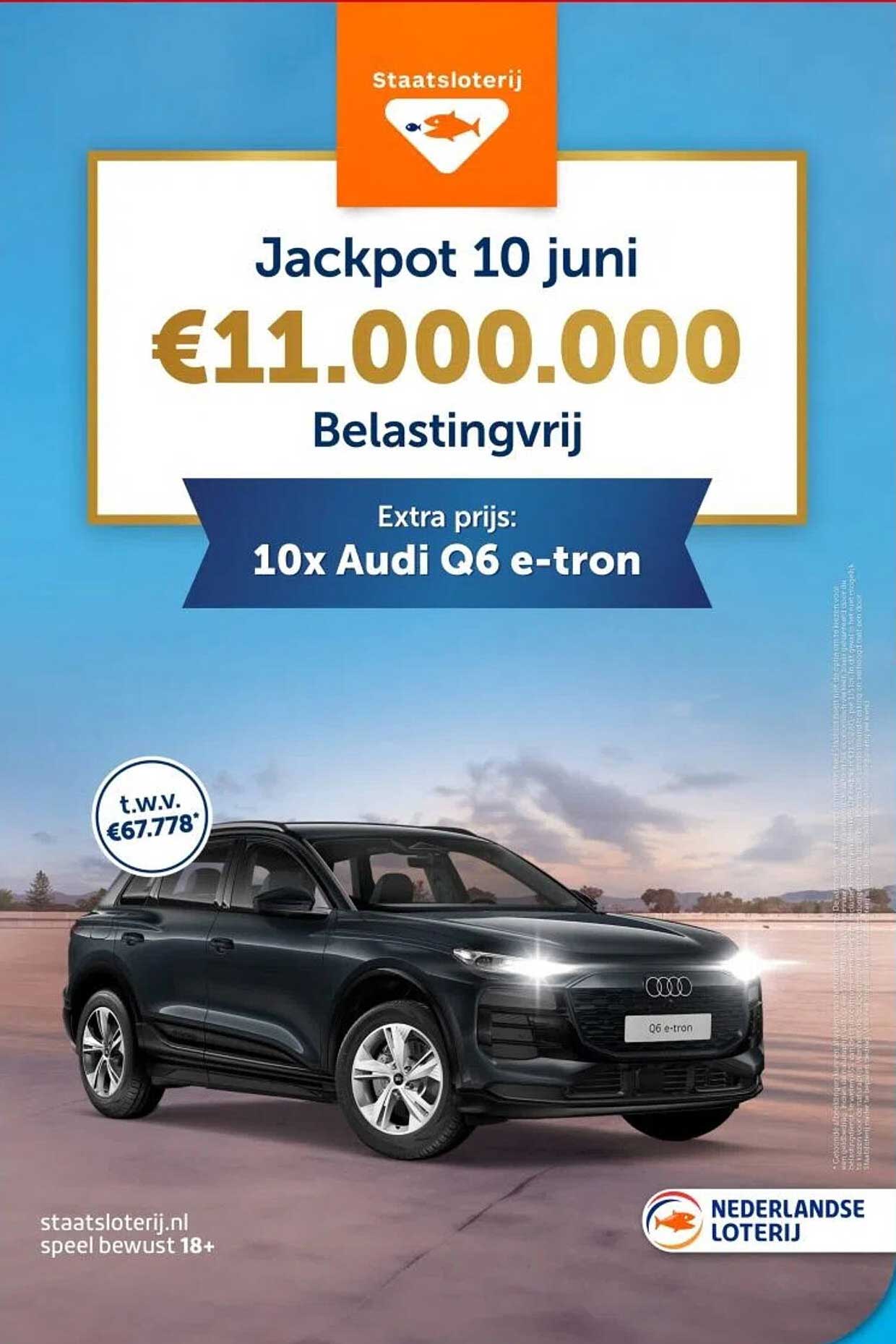 Jackpot 10 juni €11.000.000 Belastingvrij