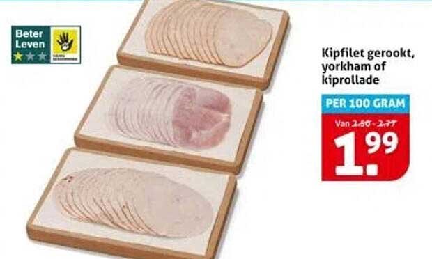 Kipfilet gerookt, yorkham of kiprollade
