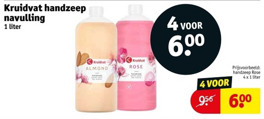 Kruidvat handzeep navulling 1 liter - 4 voor 6.00