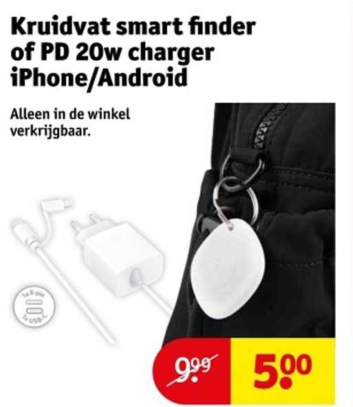 Kruidvat smart finder of PD 20w charger iPhone/Android