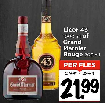 Licor 43 1000 ml of Grand Marnier Rouge 700 ml