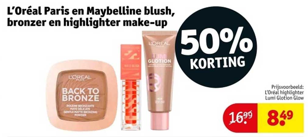 L’Oréal Paris en Maybelline blush, bronzer en highlighter make-up