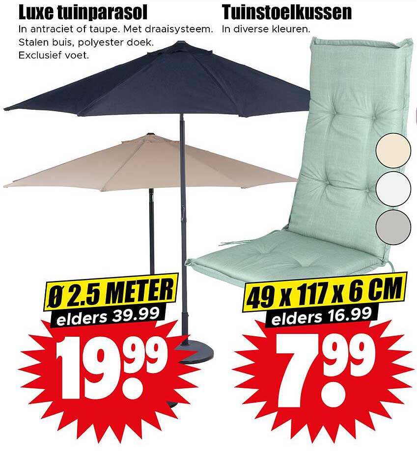 Luxe tuinparasol en Tuinstoelkussen