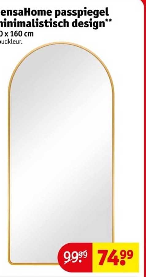 MensaHome passpiegel minimalistisch design 50 x 160 cm
