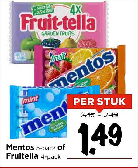 Mentos 5-pack of Fruitella 4-pack