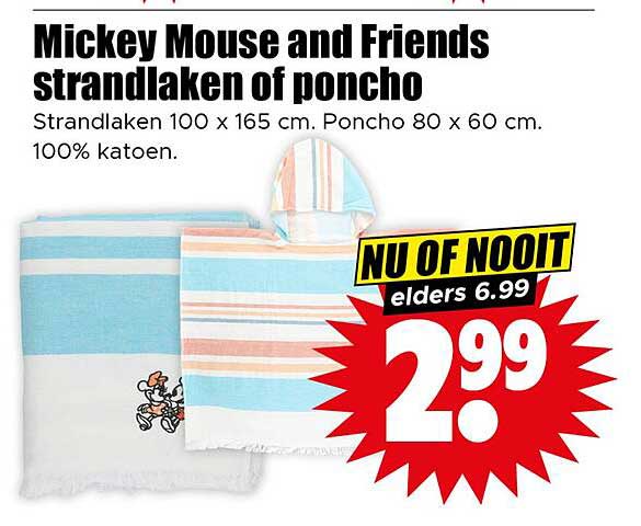 Mickey Mouse and Friends strandlaken of poncho