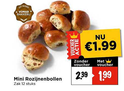 Mini Rozijnenbollen Zak 12 stuks