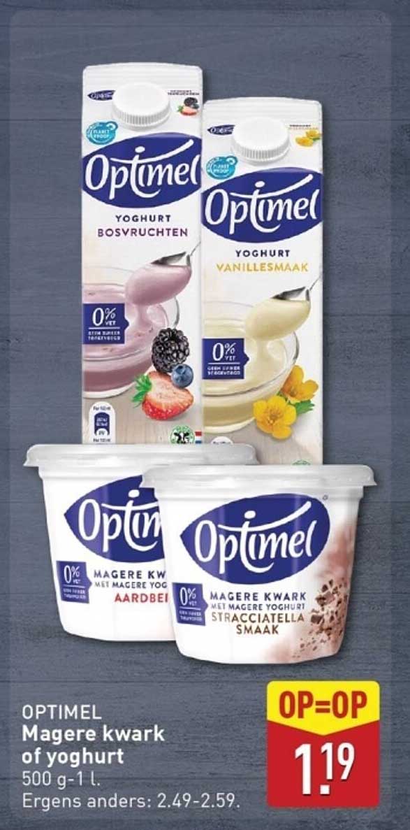 OPTIMEL Magere kwark of yoghurt 500 g-1 l.