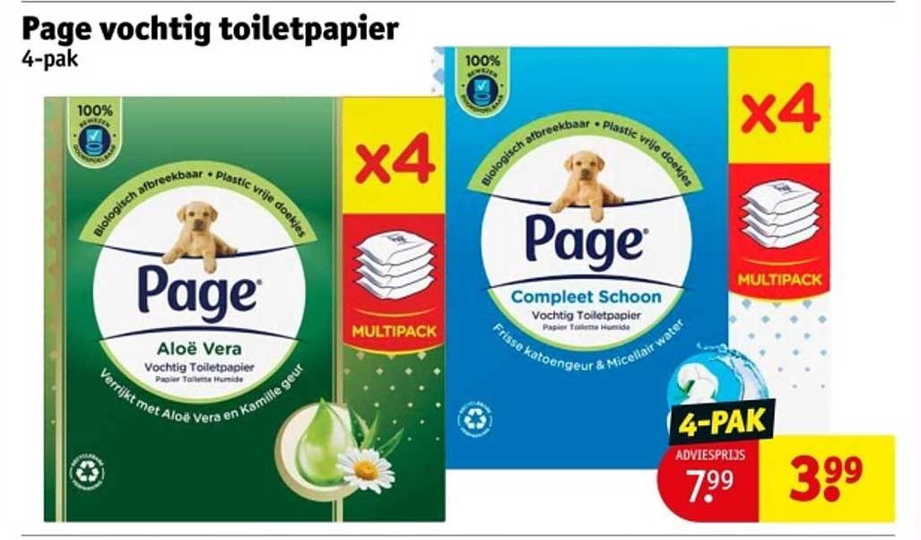 Page vochtig toiletpapier 4-pak