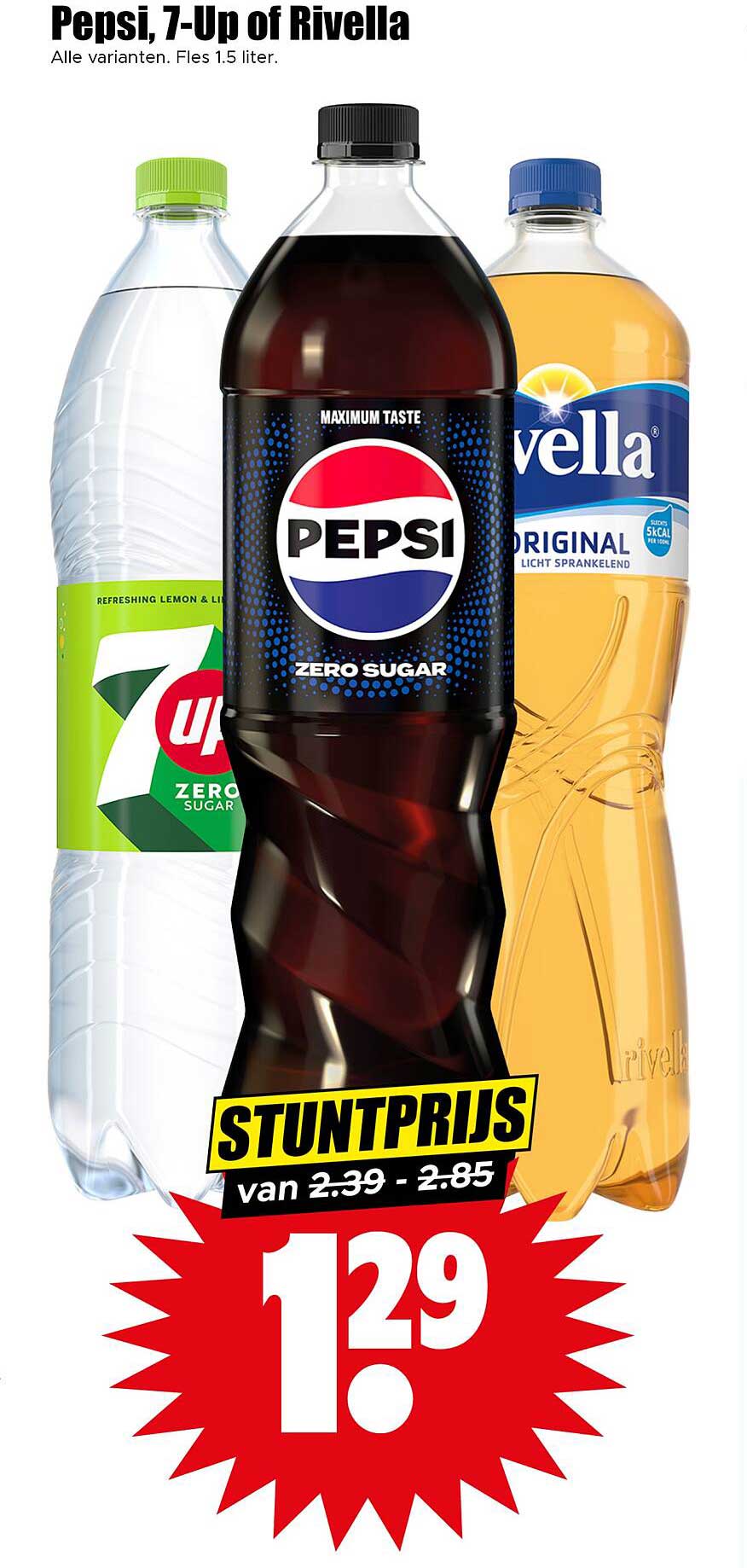 Pepsi, 7-Up of Rivella, 1.5 liter