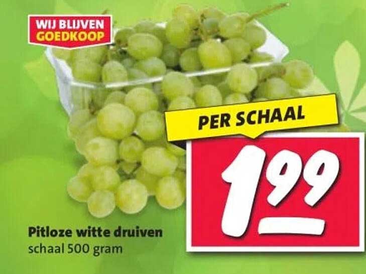 Pitloze witte druiven schaal 500 gram