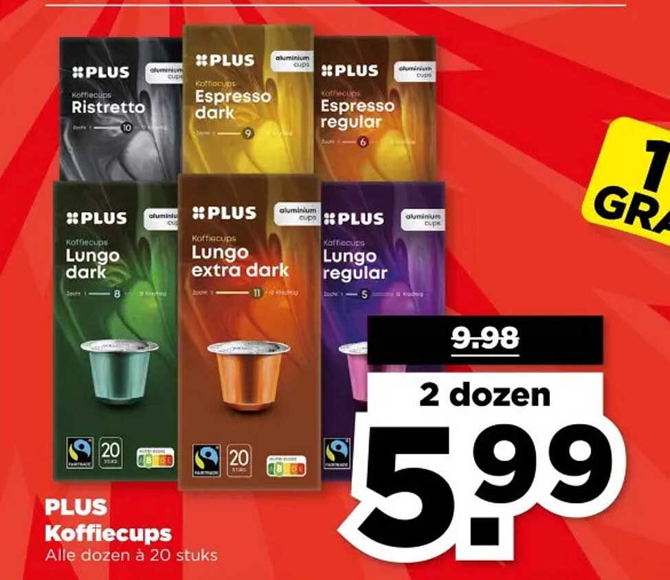 PLUS Koffiecups 2 dozen voor €5,99