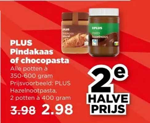 PLUS Pindakaas of chocopasta