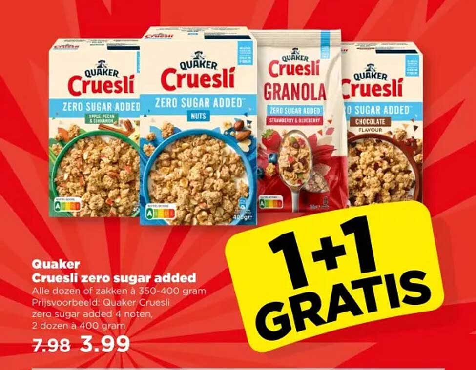 Quaker Cruesli zero sugar added