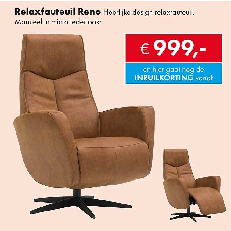 Relaxfauteuil Reno Heerlijk design relaxfauteuil.