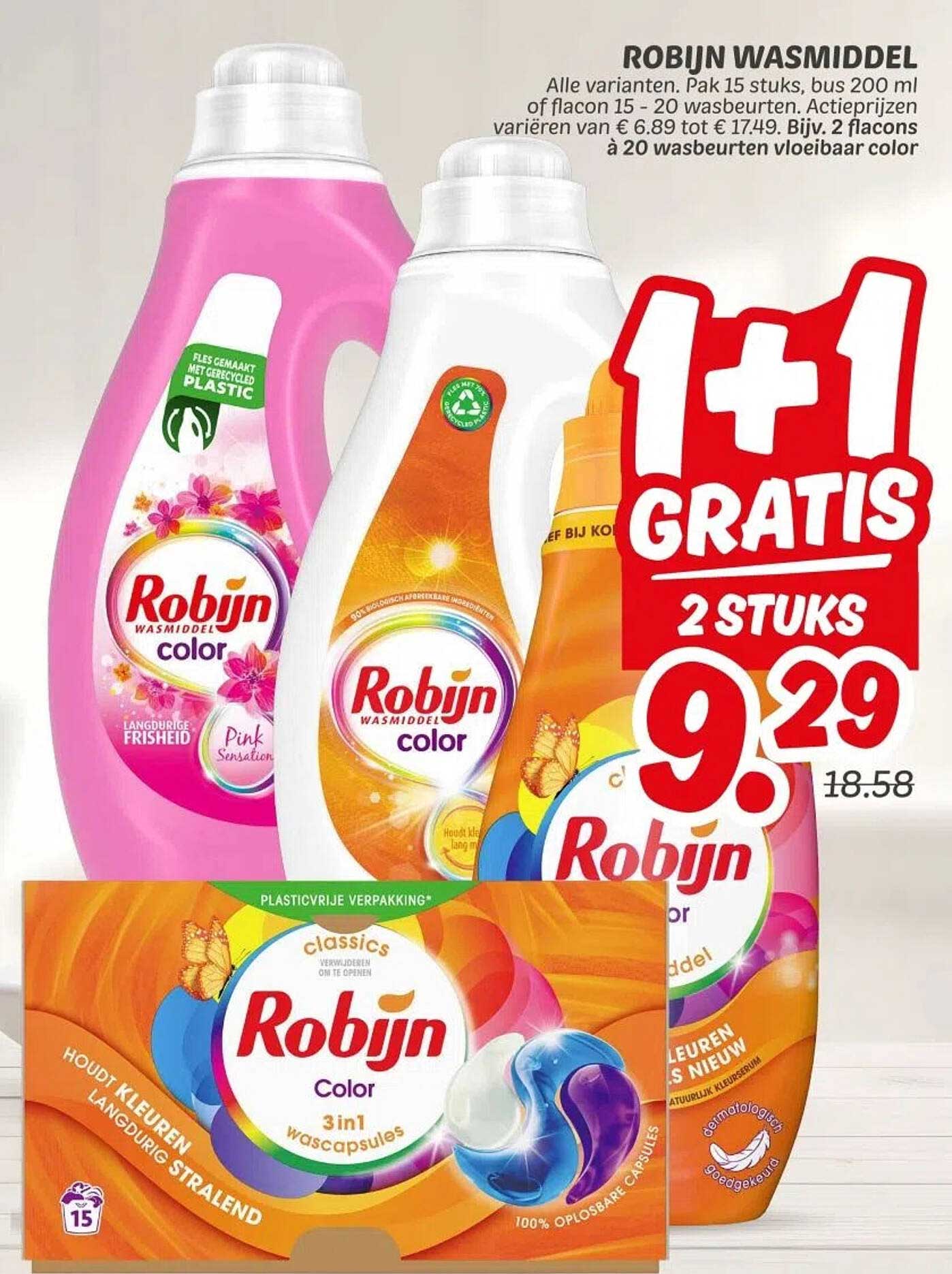 Robijn Wasmiddel 1+1 Gratis 2 Stuks