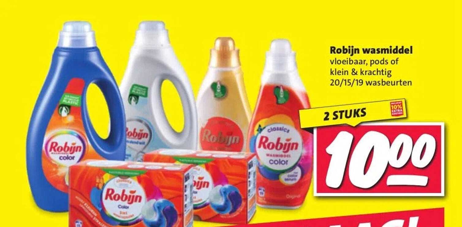 Robijn wasmiddel vloeibaar, pods of klein & krachtig 20/15/19 wasbeurten