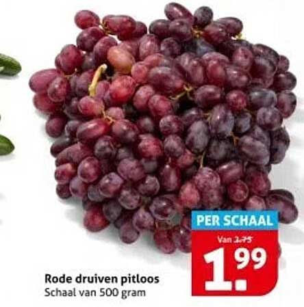 Rode druiven pitloos schaal van 500 gram
