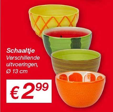 Schaaltje Verschillende uitvoeringen, Ø 13 cm