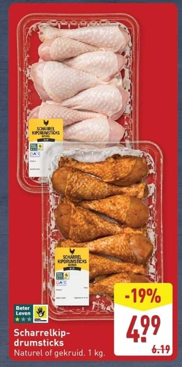 Scharrelekipdrumsticks Naturel of gekruid 1 kg.