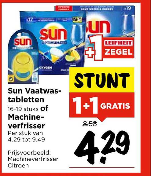 Sun Vaatwastabletten 16-19 stuks of Machineverfrisser