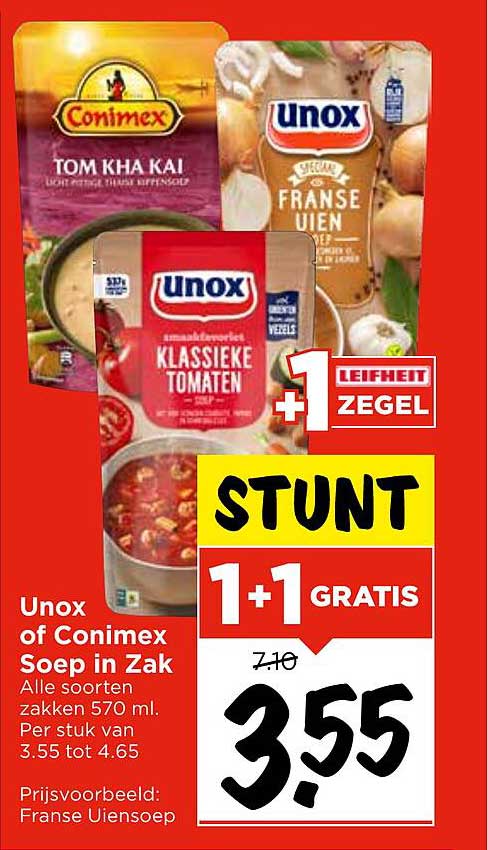 Unox of Conimex Soep in Zak