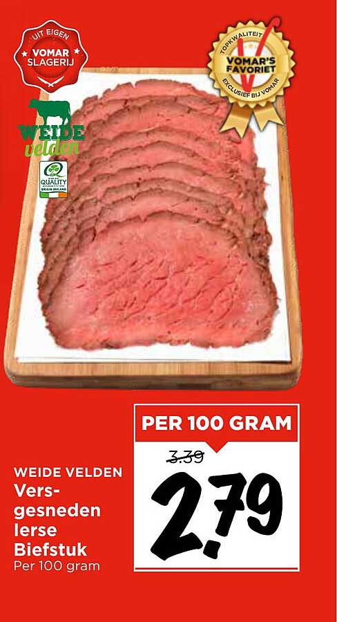 Vers-gesneden Ierse Biefstuk