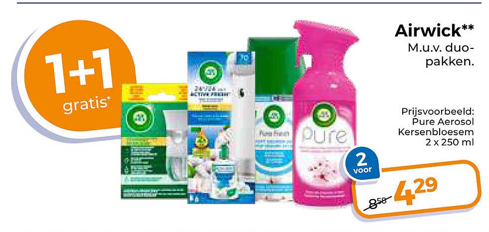 Airwick** M.u.v. duo-pakken. 1+1 gratis