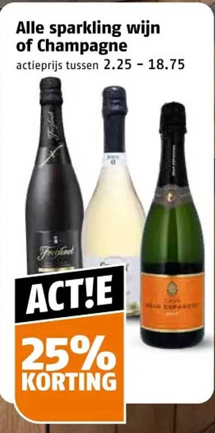Alle sparkling wijn of Champagne 25% KORTING