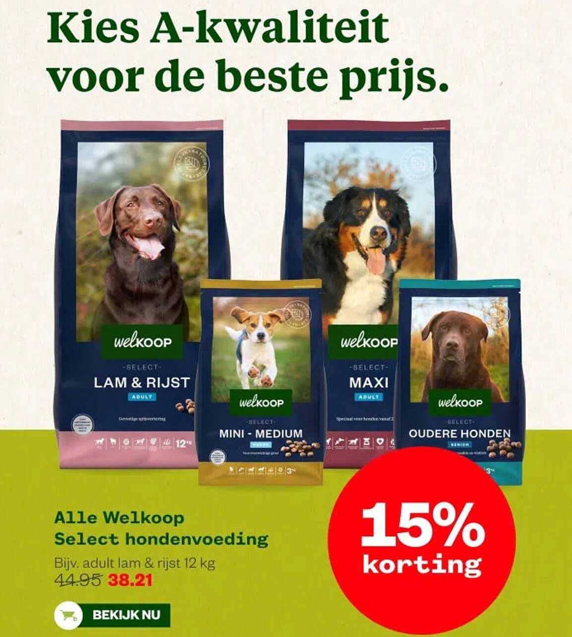 Alle Welkoop Select hondenvoeding 15% korting