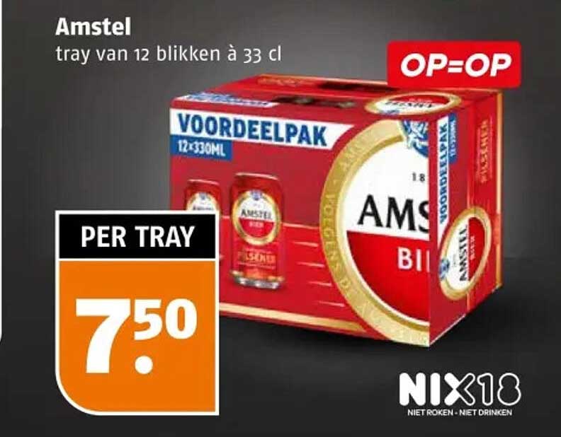 Amstel tray van 12 blikken à 33 cl OP=OP