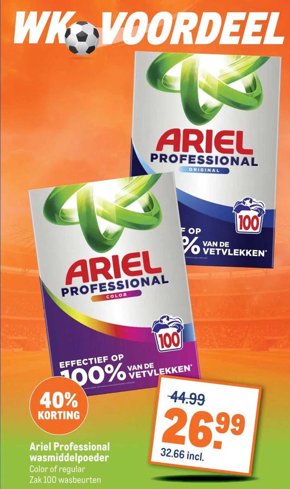 Ariel Professional wasmiddelpoeder Color of regular Zak 100 wasbeurten 40% korting