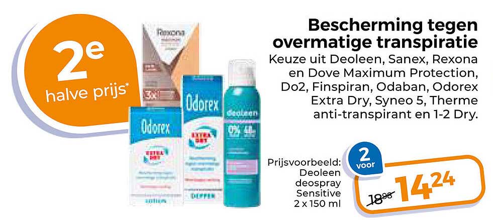 Bescherming tegen overmatige transpiratie 2e halve prijs
