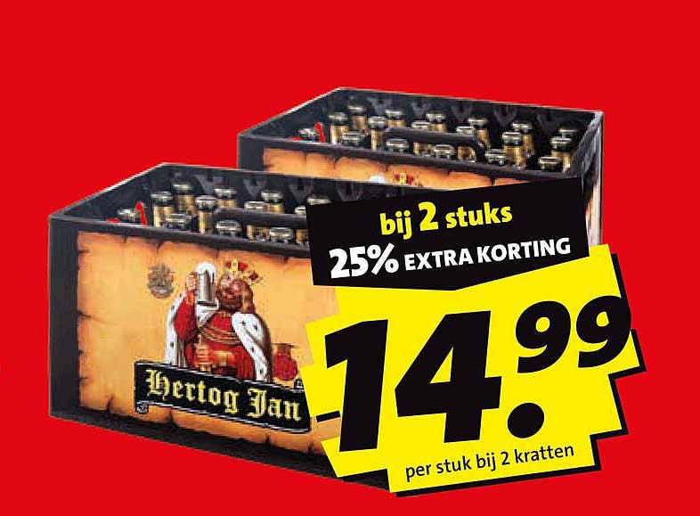 bij 2 stuks 25% EXTRA KORTING 14.99 per stuk bij 2 kratten