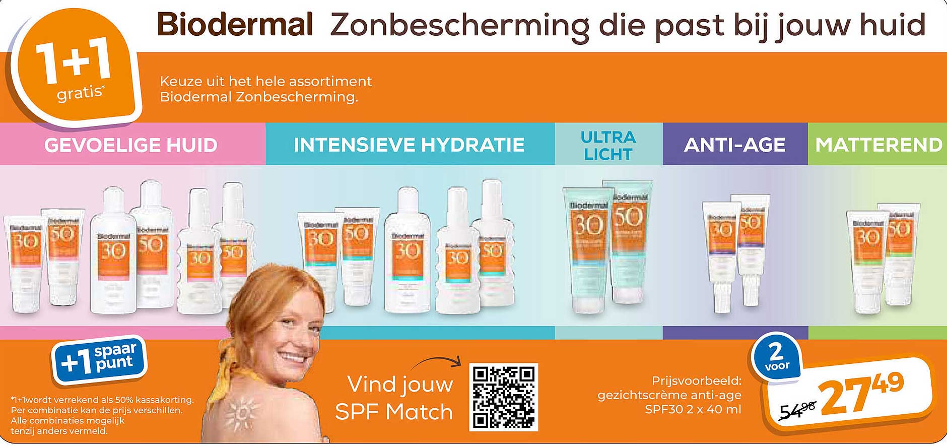 Biodermal Zonbescherming die past bij jouw huid 1+1 gratis