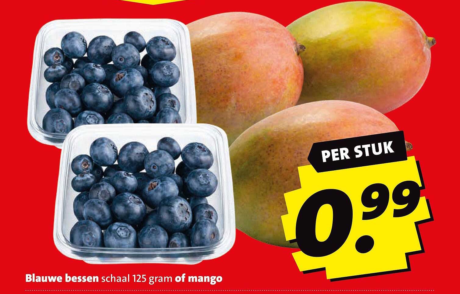 Blauwe bessen schaal 125 gram of mango