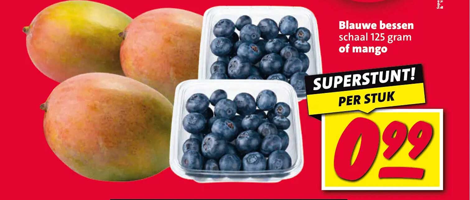 Blauwe bessen schaal 125 gram of mango SUPERSTUNT! PER STUK