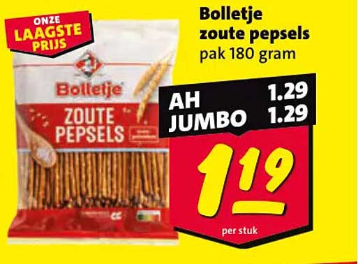 Bolletje zoute pepsels pak 180 gram