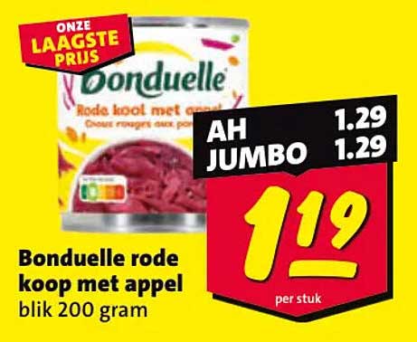 Bonduelle rode kool met appel blik 200 gram
