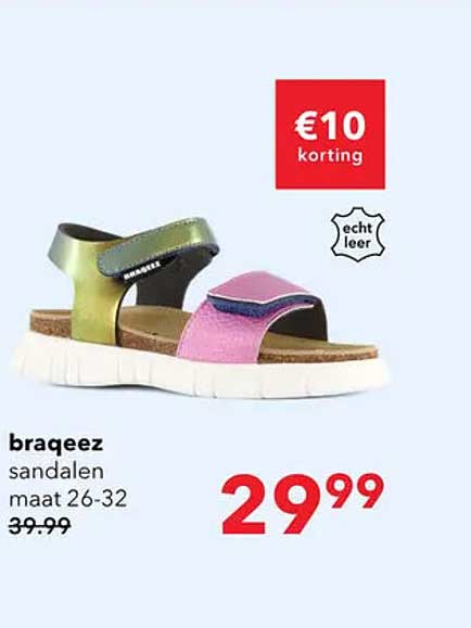 brageez sandalen maat 26-32 €10 korting