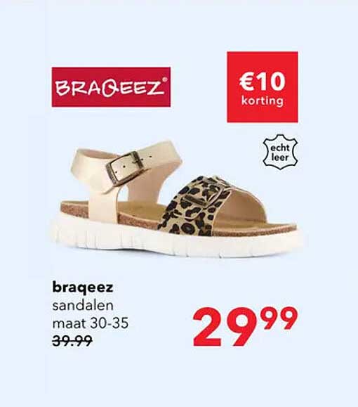 brageez sandalen maat 30-35 €10 korting