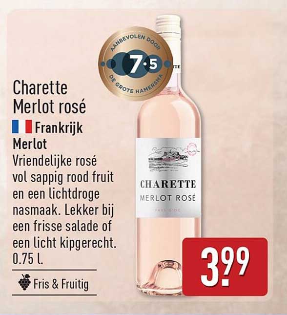 Charette Merlot rosé Frankrijk Merlot Fris & Fruitig