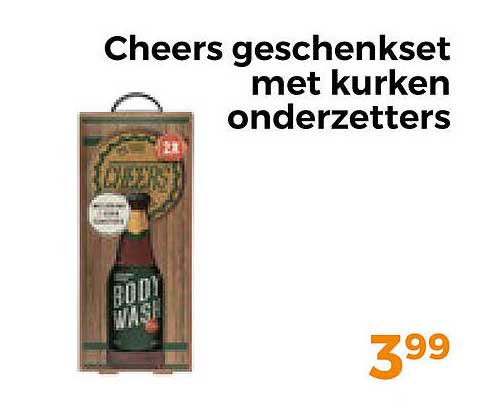 Cheers geschenkset met kurken onderzetters