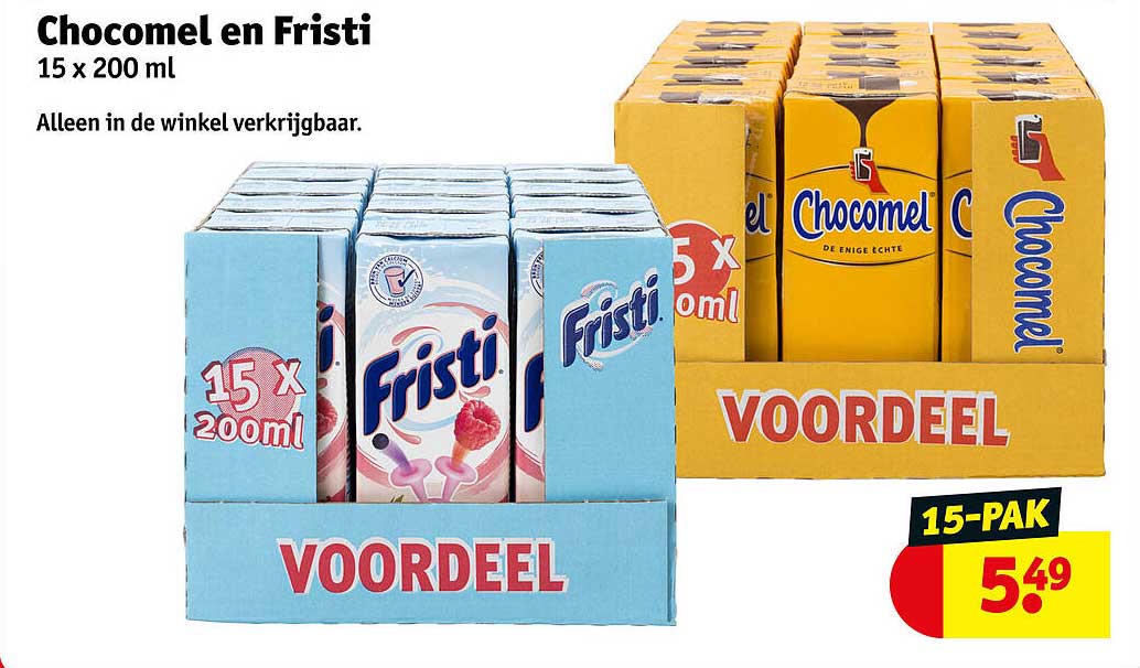 Chocomel en Fristi 15 x 200 ml