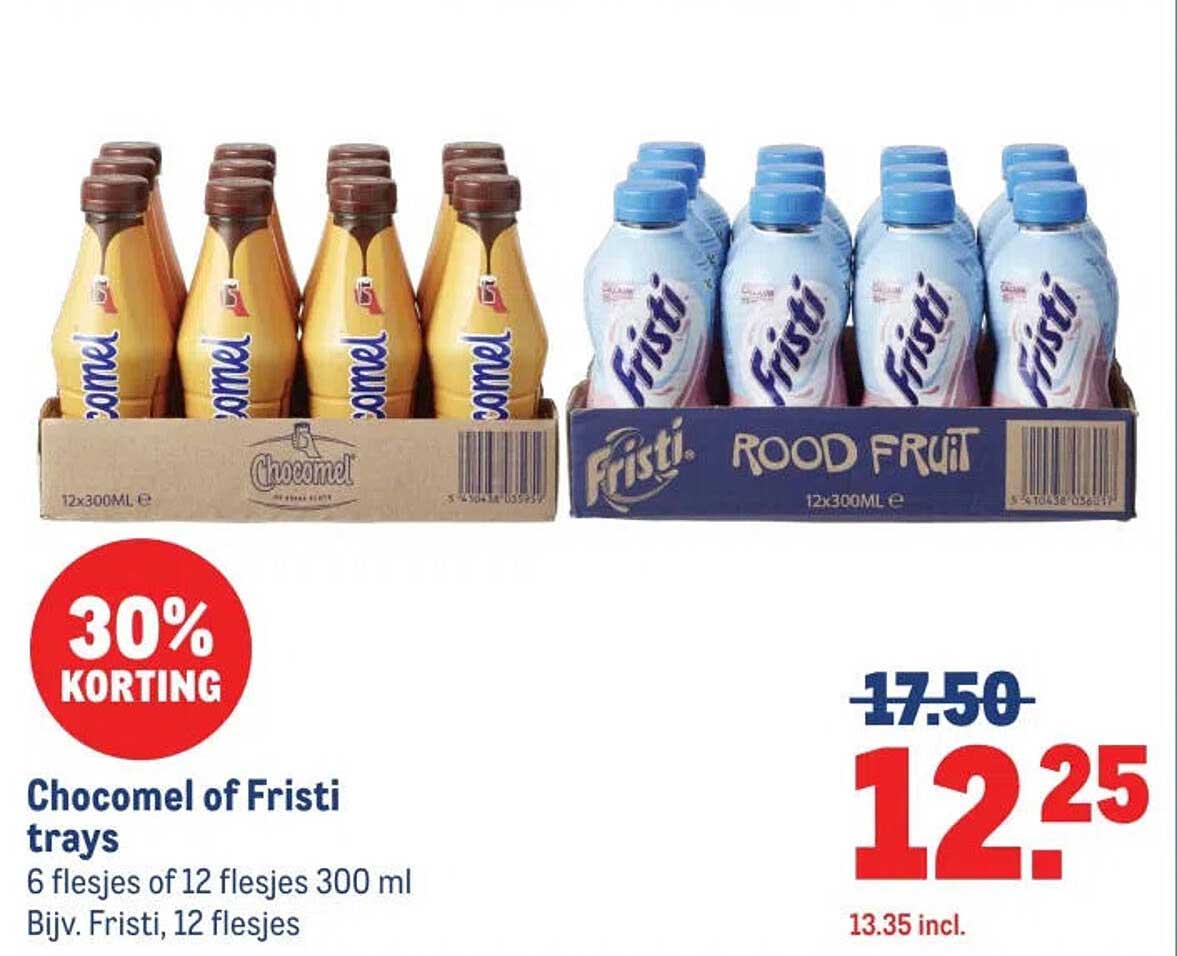 Chocomel of Fristi trays 30% KORTING