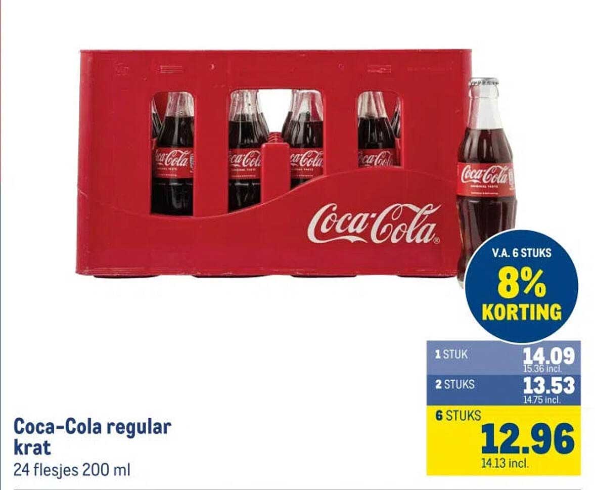 Coca-Cola regular krat 24 flesjes 200 ml
