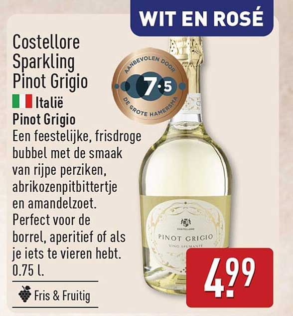 Costellore Sparkling Pinot Grigio Italië Pinot Grigio