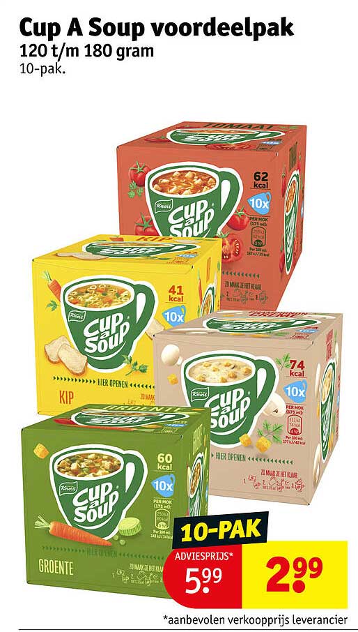Cup A Soup voordeelpak 120 t/m 180 gram 10-pak. 10-PAK