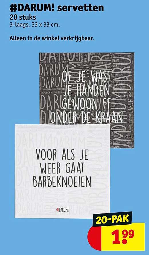 #DARUM! servetten 20 stuks 3-laags, 33 x 33 cm.