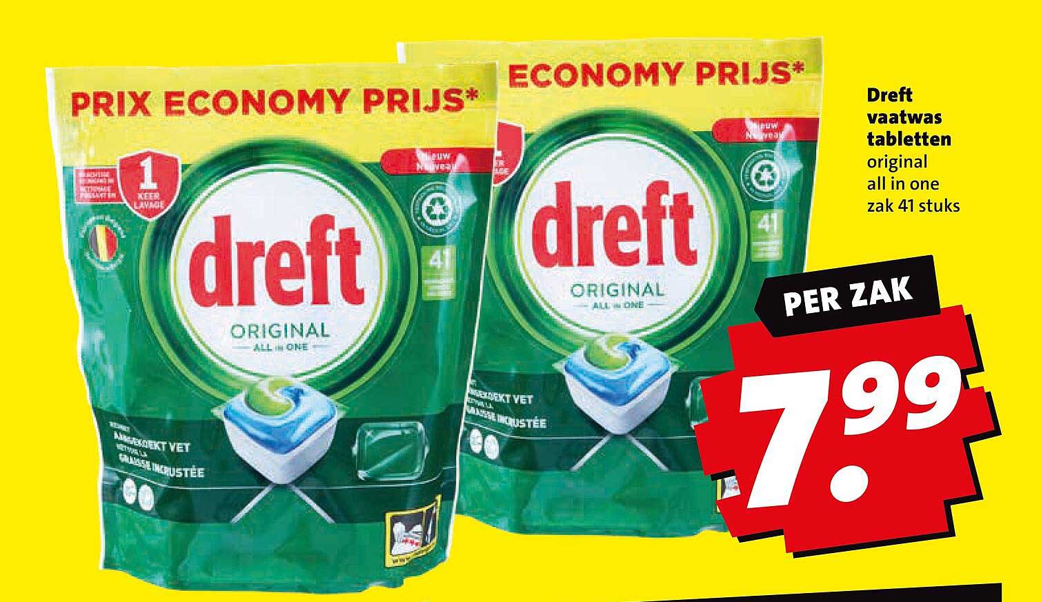 Dreft vaatwas tabletten original all in one zak 41 stuks